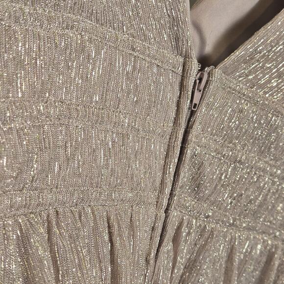 City Triangles Metallic ALine Gown with Beaded Waist Bands Blush PROM WEDDING 13 - Picture 8 of 12